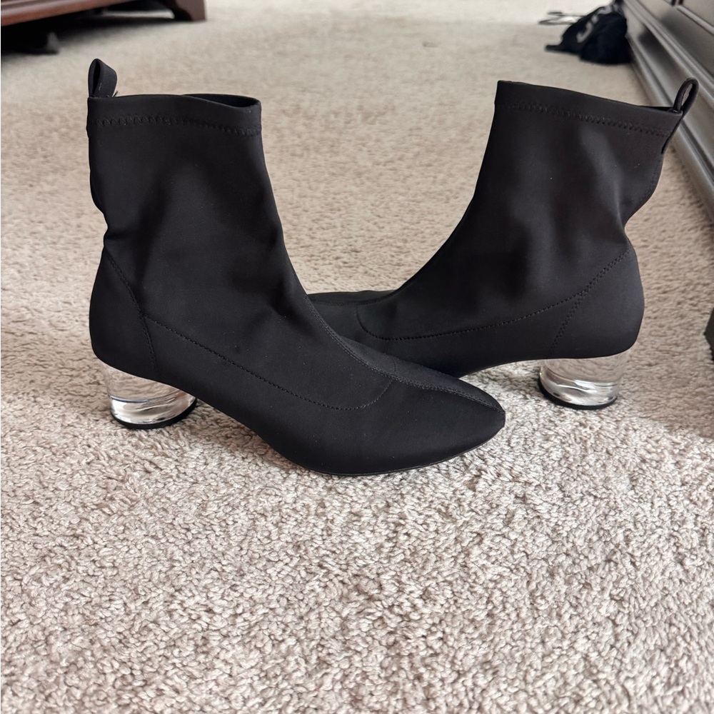 Black Ankle Boots with clear heel